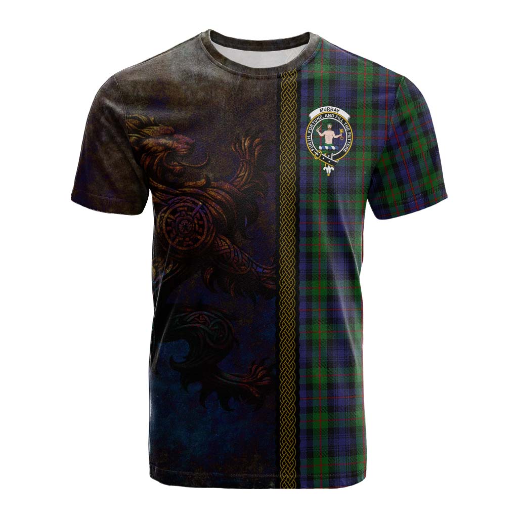 Murray Tartan Family Crest Cotton T-shirt Alba Gu Brath Be Brave Lion Ancient Style Kid's Shirt - Tartan Vibes Clothing