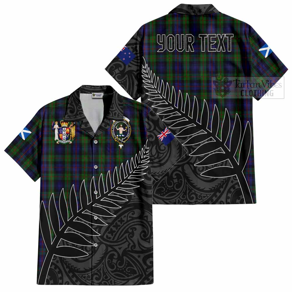 Tartan Vibes Clothing Murray Crest Tartan Short Sleeve Button Shirt with New Zealand Silver Fern Half Style