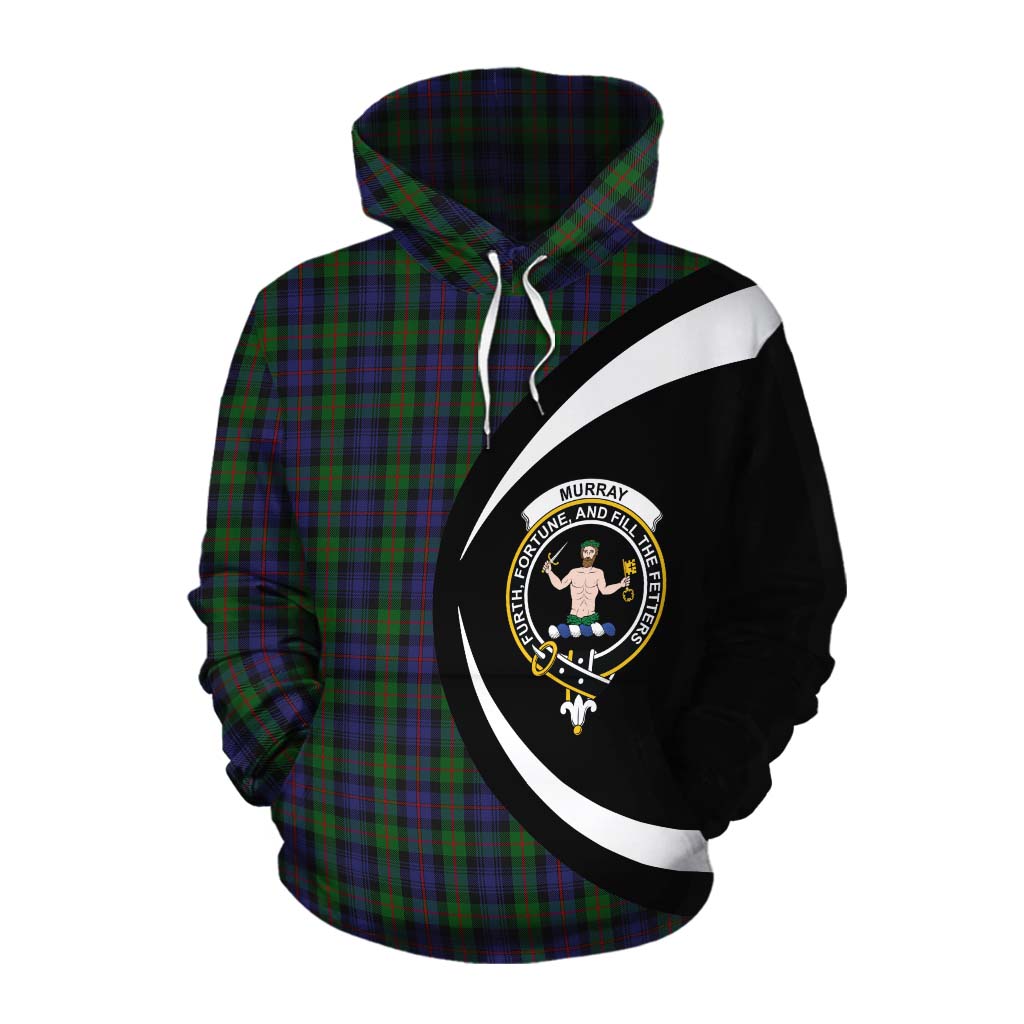 Tartan Vibes Clothing Murray Tartan Cotton Hoodie with Family Crest Circle Style