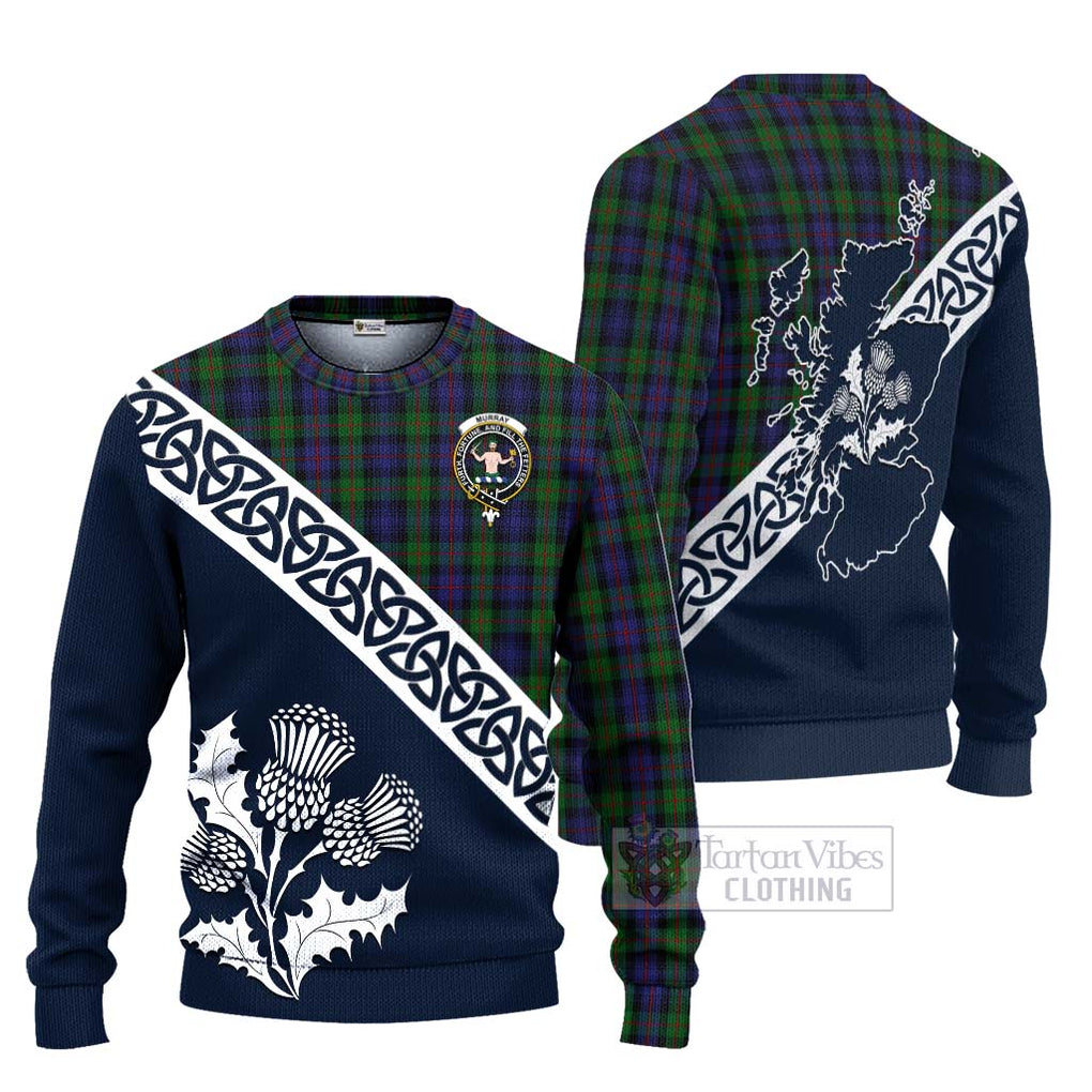 Murray Tartan Ugly Sweater Featuring Thistle and Scotland Map Unisex - Tartan Vibes Clothing
