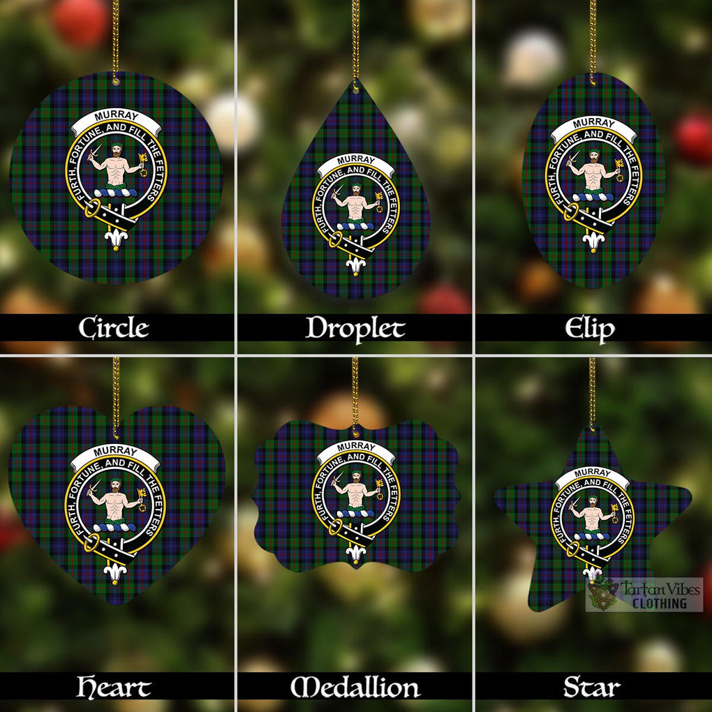 Tartan Vibes Clothing Murray Tartan Christmas Aluminium Ornament with Family Crest