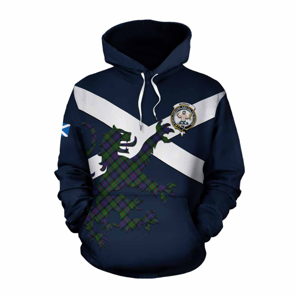 Tartan Vibes Clothing Murray Tartan Lion Rampant Cotton Hoodie Proudly Display Your Heritage with Alba Gu Brath and Clan Name