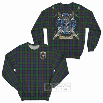 Murray Tartan Sweatshirt with Family Crest Celtic Skull Style