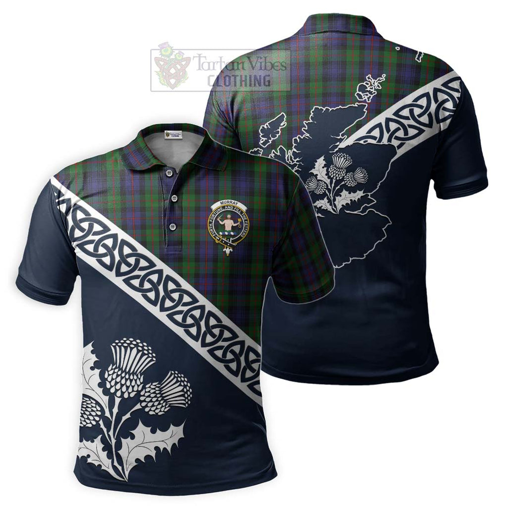 Murray Tartan Polo Shirt Featuring Thistle and Scotland Map Kid - Tartanvibesclothing Store