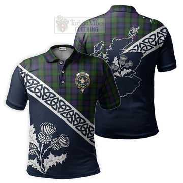 Murray Tartan Polo Shirt Featuring Thistle and Scotland Map Kid - Tartanvibesclothing Store