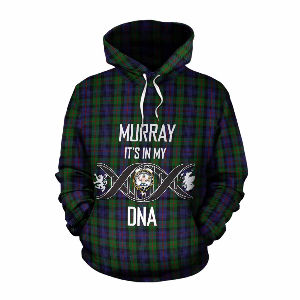 Tartan Vibes Clothing Murray Tartan Cotton Hoodie with Family Crest DNA In Me Style