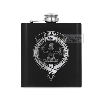 Murray Crest Hip Flask Set 7oz Black Stainless Steel with A Gift Box