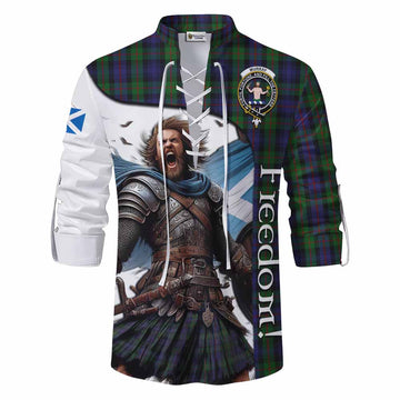 Murray Crest Tartan Ghillie Kilt Shirt Inspired by the Freedom of Scottish Warrior