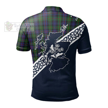 Murray Tartan Polo Shirt Featuring Thistle and Scotland Map - Tartanvibesclothing Store
