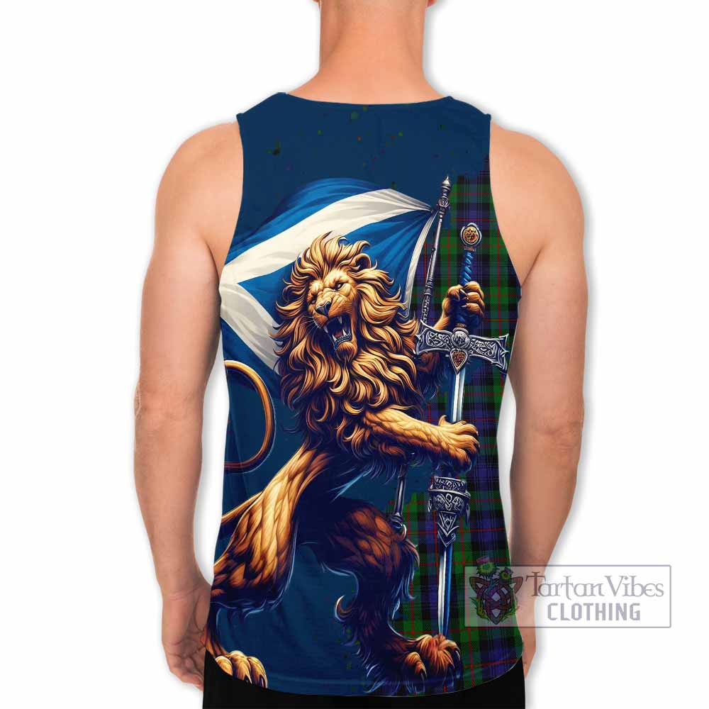 Murray Tartan Family Crest Men's Tank Top with Scottish Majestic Lion - Tartan Vibes Clothing