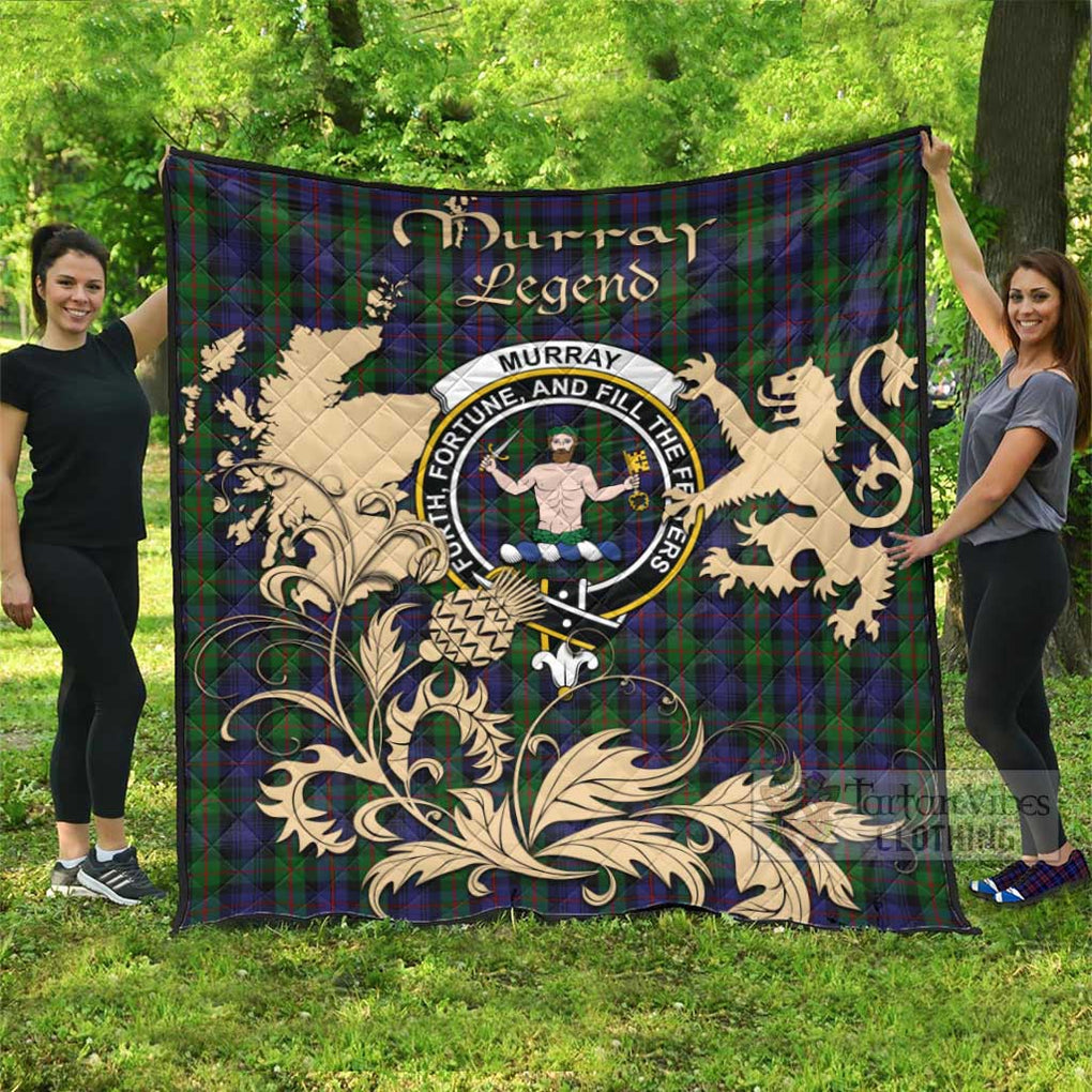 Tartan Vibes Clothing Murray Tartan Quilt with Family Crest and Scottish Symbol Style