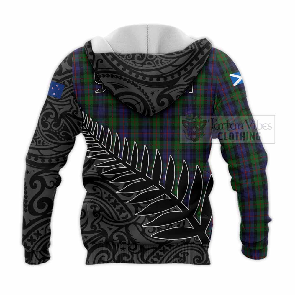 Tartan Vibes Clothing Murray Crest Tartan Knitted Hoodie with New Zealand Silver Fern Half Style