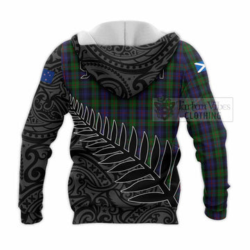 Murray Crest Tartan Knitted Hoodie with New Zealand Silver Fern Half Style