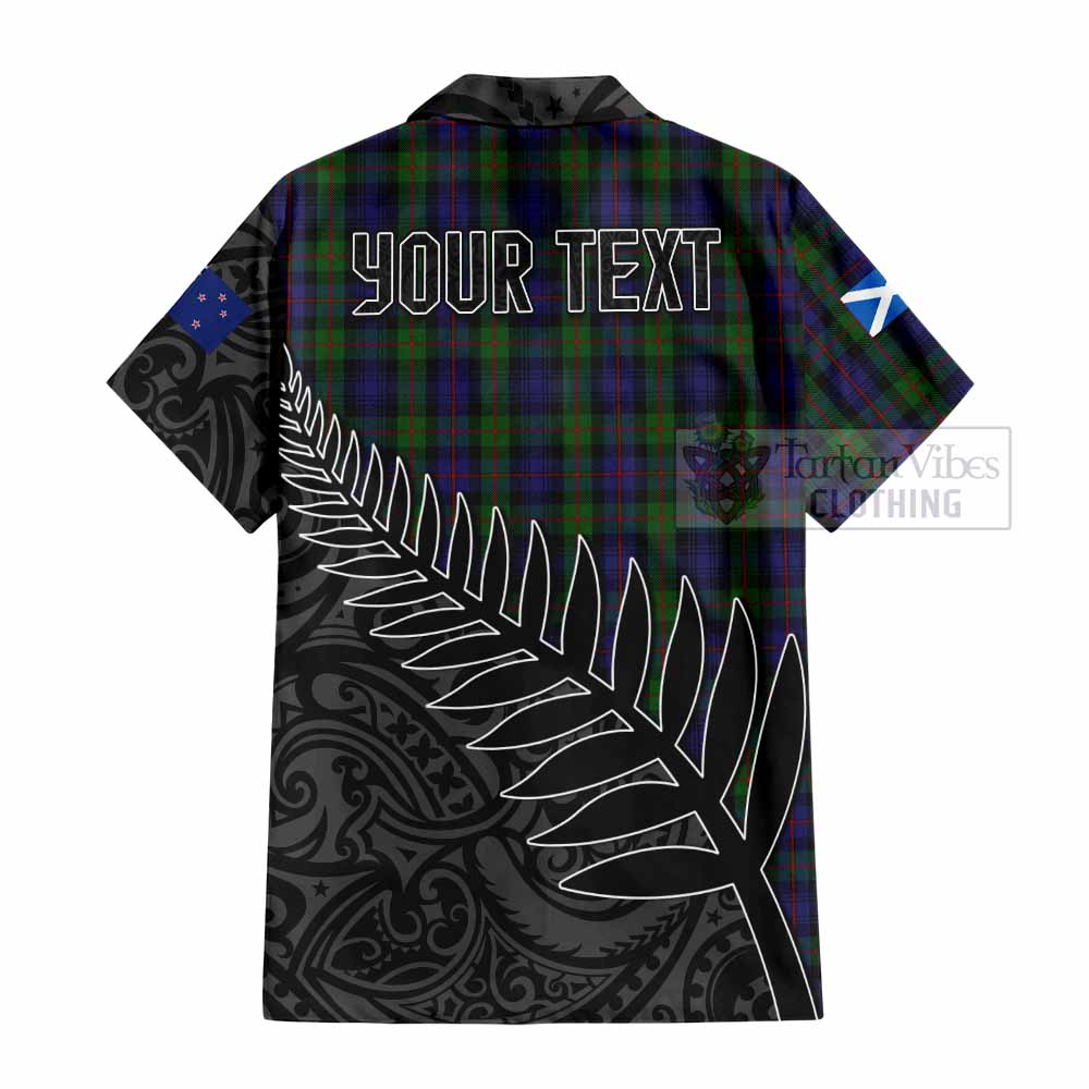 Tartan Vibes Clothing Murray Crest Tartan Short Sleeve Button Shirt with New Zealand Silver Fern Half Style