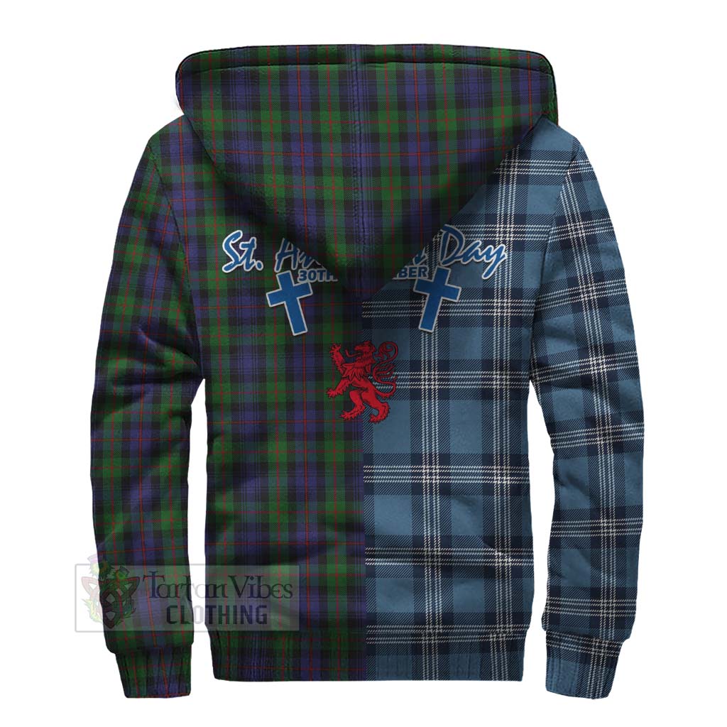 Tartan Vibes Clothing Murray Tartan Sherpa Hoodie Happy St. Andrew's Day Half Tartan Style