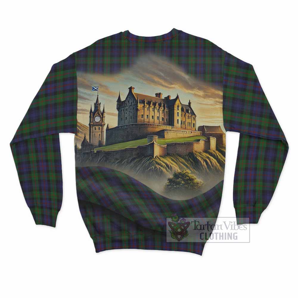 Murray Tartan Family Crest Sweatshirt with Scottish Ancient Castle Style - Tartan Vibes Clothing