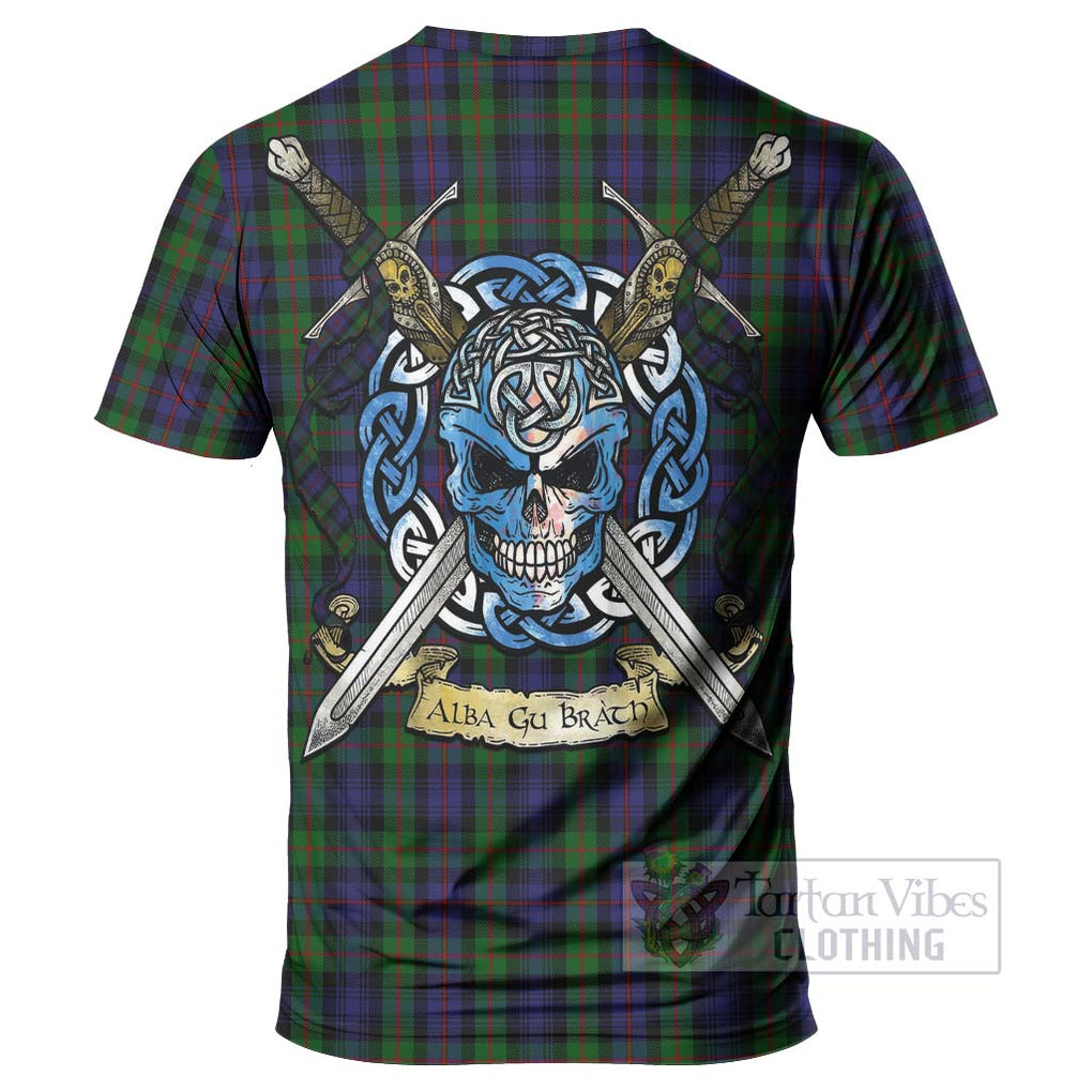 Tartan Vibes Clothing Murray Tartan T-Shirt with Family Crest Celtic Skull Style