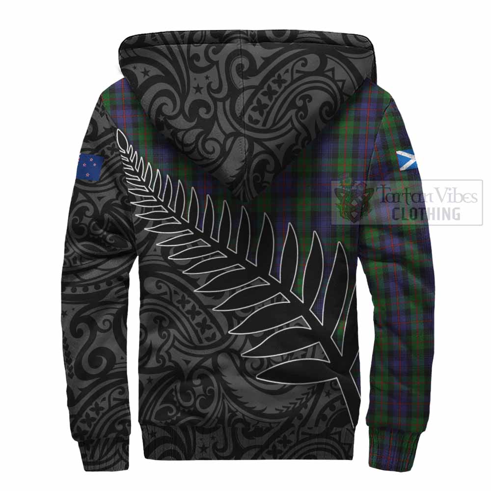 Tartan Vibes Clothing Murray Crest Tartan Sherpa Hoodie with New Zealand Silver Fern Half Style