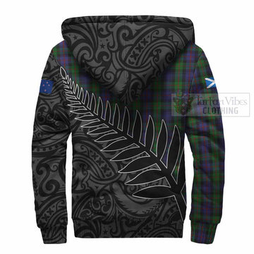 Murray Crest Tartan Sherpa Hoodie with New Zealand Silver Fern Half Style