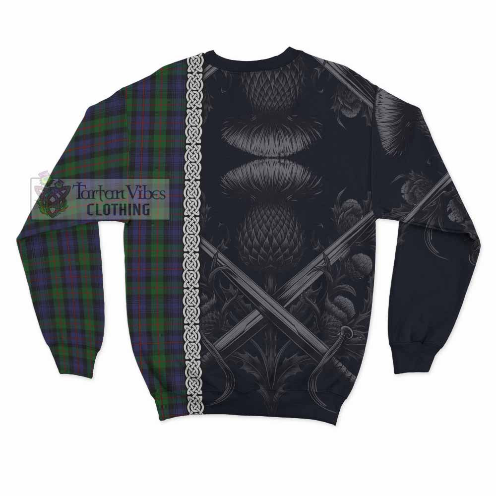 Tartan Vibes Clothing Murray Tartan Sweatshirt with Family Crest Cross Sword Thistle Celtic Vibes