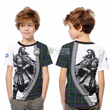 Murray Tartan Clan Crest Kid T-Shirt with Highlander Warrior Celtic Style - Tartan Vibes Clothing