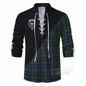 Murray Tartan Ghillie Kilt Shirt with Family Crest and Military Logo Style