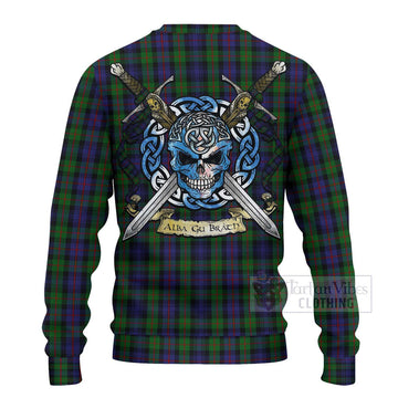 Murray Tartan Ugly Sweater with Family Crest Celtic Skull Style