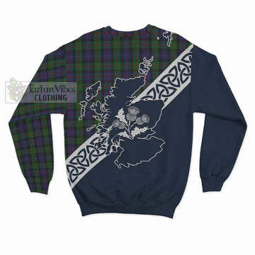 Murray Tartan Sweatshirt Featuring Thistle and Scotland Map