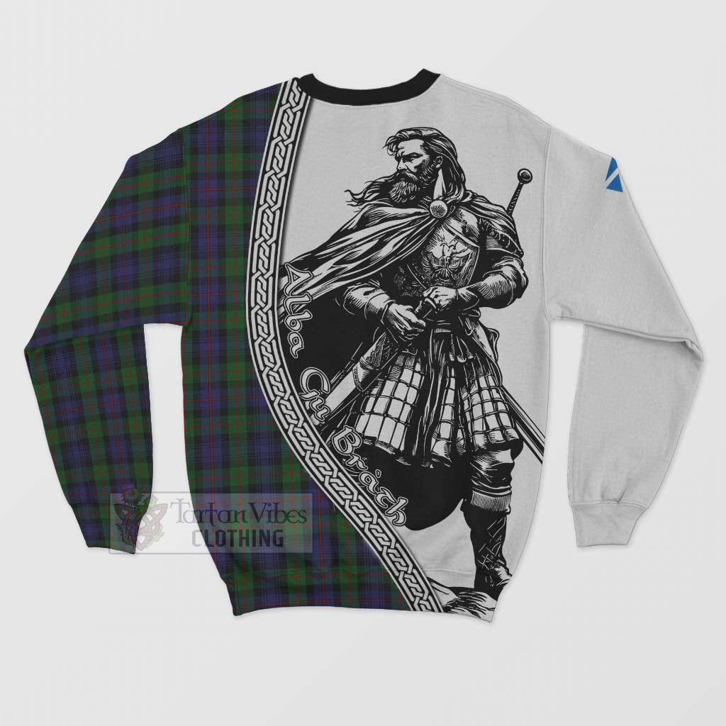 Tartan Vibes Clothing Murray Tartan Clan Crest Sweatshirt with Highlander Warrior Celtic Style