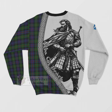 Murray Tartan Clan Crest Sweatshirt with Highlander Warrior Celtic Style