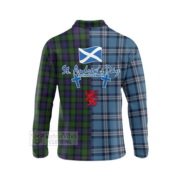 Murray Tartan Long Sleeve Polo Shirt Happy St. Andrew's Day Half Tartan Style