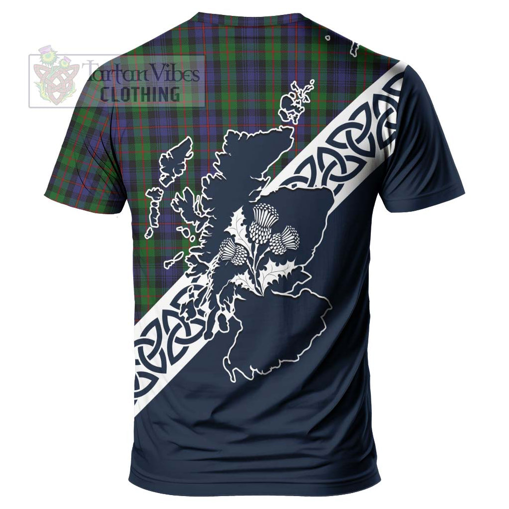 Murray Tartan T-Shirt Featuring Thistle and Scotland Map