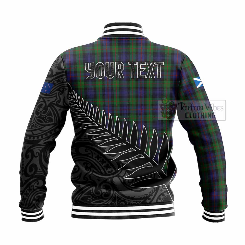 Tartan Vibes Clothing Murray Crest Tartan Baseball Jacket with New Zealand Silver Fern Half Style