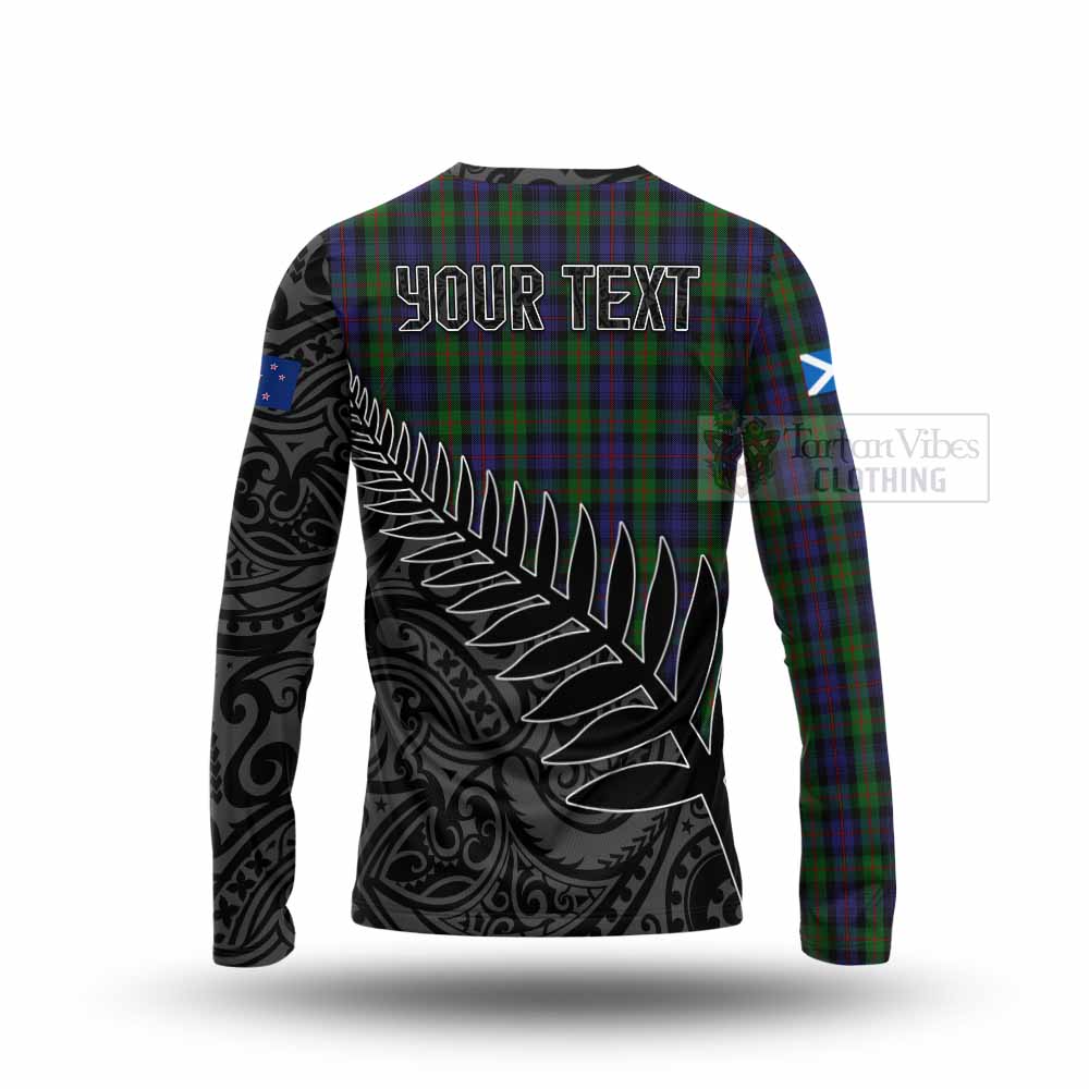 Tartan Vibes Clothing Murray Crest Tartan Long Sleeve T-Shirt with New Zealand Silver Fern Half Style