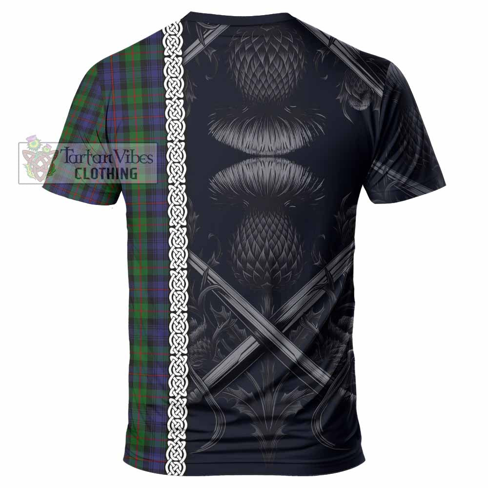 Tartan Vibes Clothing Murray Tartan T-Shirt with Family Crest Cross Sword Thistle Celtic Vibes