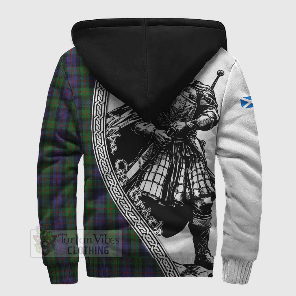 Tartan Vibes Clothing Murray Tartan Clan Crest Sherpa Hoodie with Highlander Warrior Celtic Style