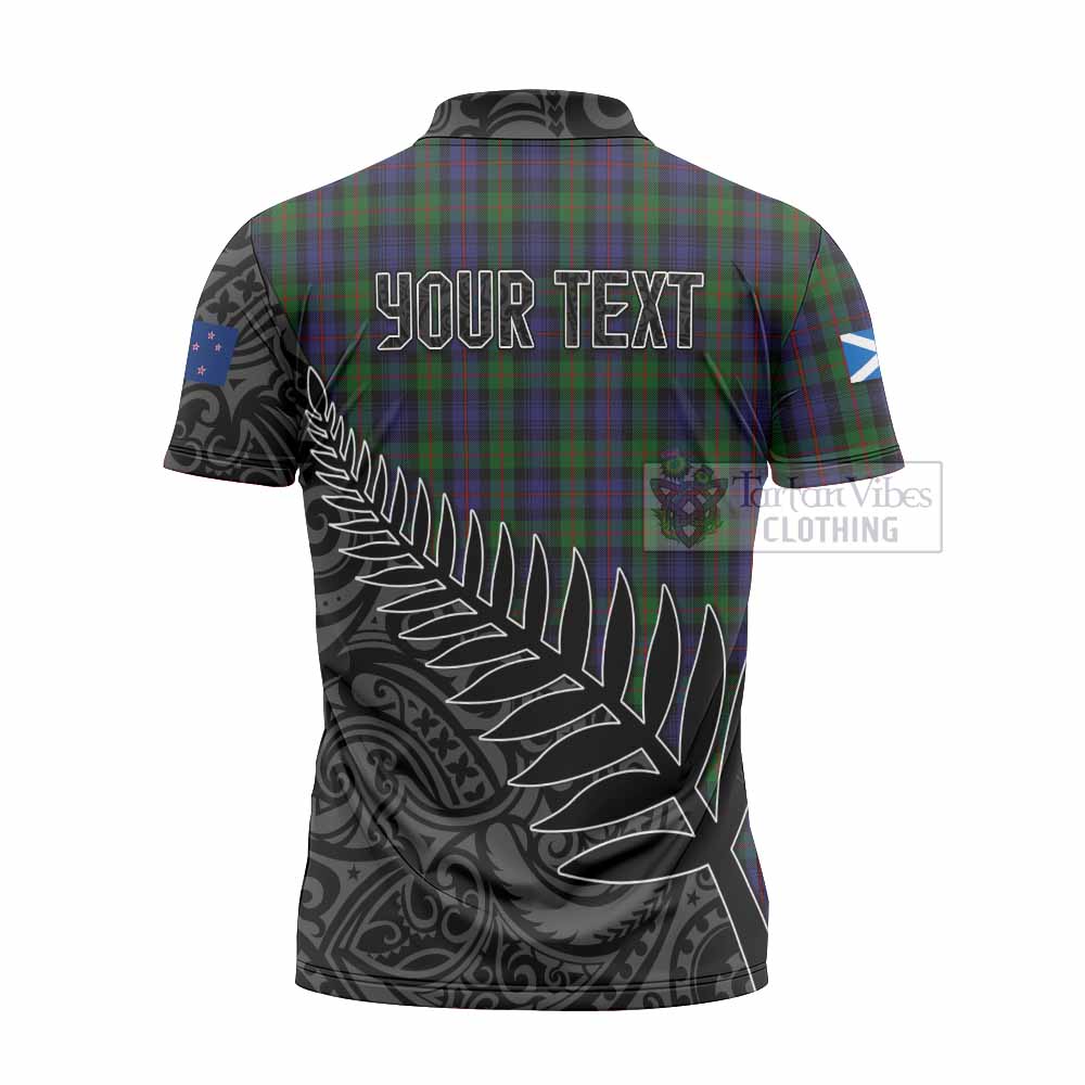 Tartan Vibes Clothing Murray Crest Tartan Zipper Polo Shirt with New Zealand Silver Fern Half Style