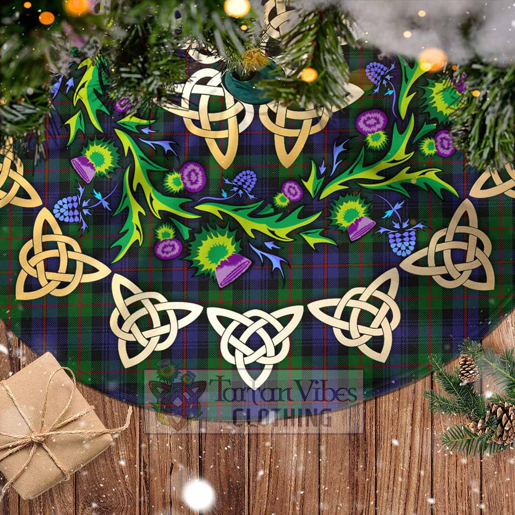 Tartan Vibes Clothing Murray Tartan Christmas Tree Skirt with Thistle Celtic Knot Style