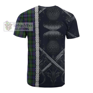 Murray Tartan Cotton T-shirt with Family Crest Cross Sword Thistle Celtic Vibes