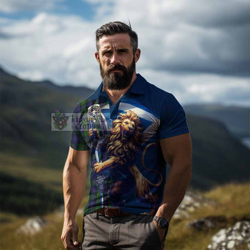 Murray Tartan Family Crest Men's Polo Shirt with Scottish Majestic Lion - Tartan Vibes Clothing