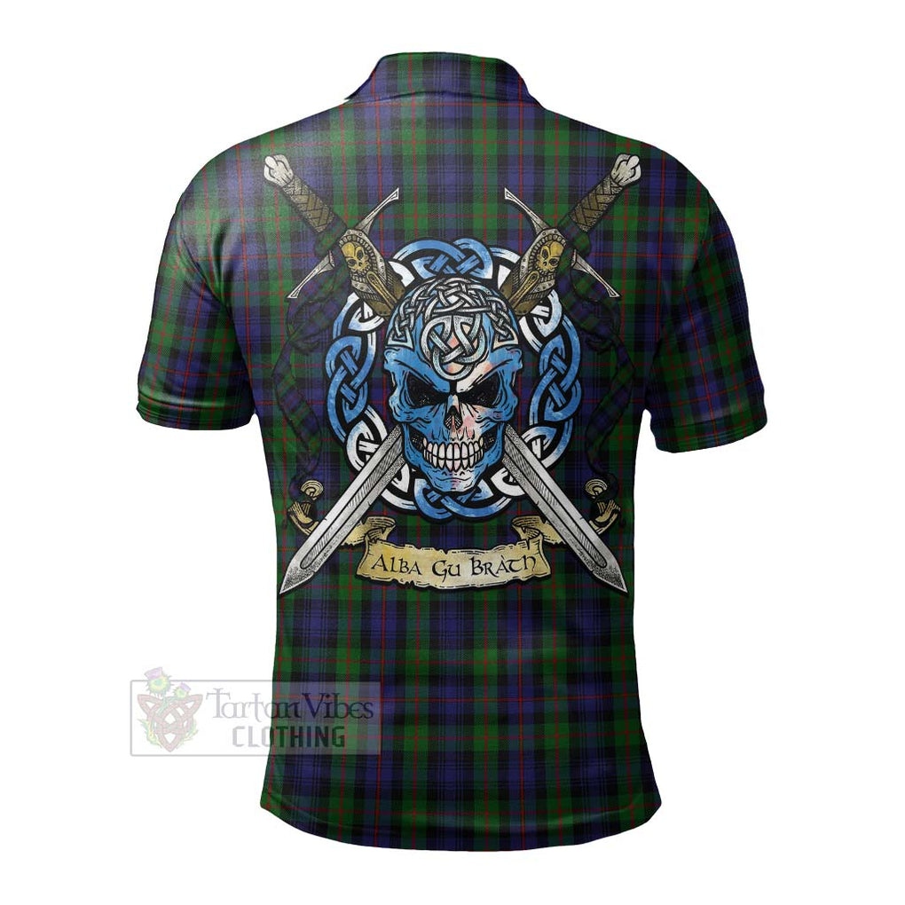 Murray Tartan Polo Shirt with Family Crest Celtic Skull Style - Tartan Vibes Clothing