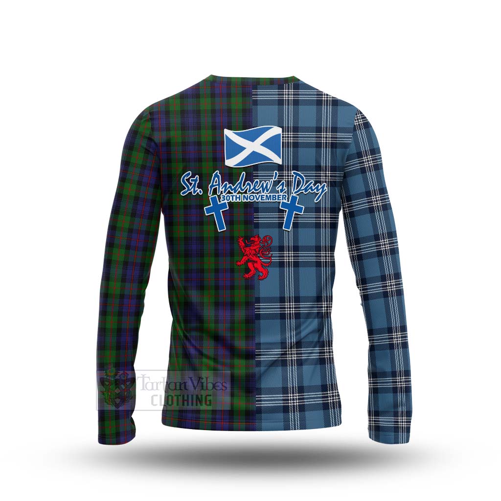 Tartan Vibes Clothing Murray Tartan Long Sleeve T-Shirt Happy St. Andrew's Day Half Tartan Style