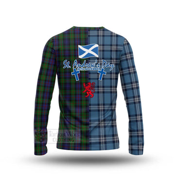 Murray Tartan Long Sleeve T-Shirt Happy St. Andrew's Day Half Tartan Style