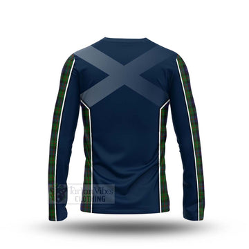 Murray Tartan Long Sleeve T-Shirt with Family Crest and Scottish Thistle Vibes Sport Style