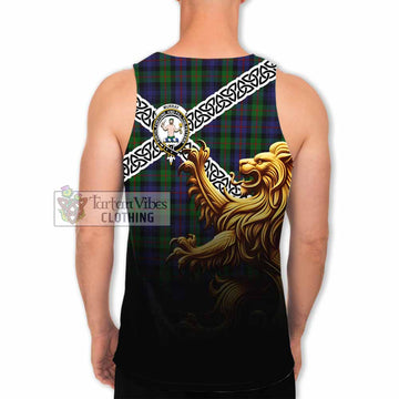 Murray Crest Tartan Men's Tank Top with Golden Lion Emblem Celtic Style - Tartan Vibes Clothing