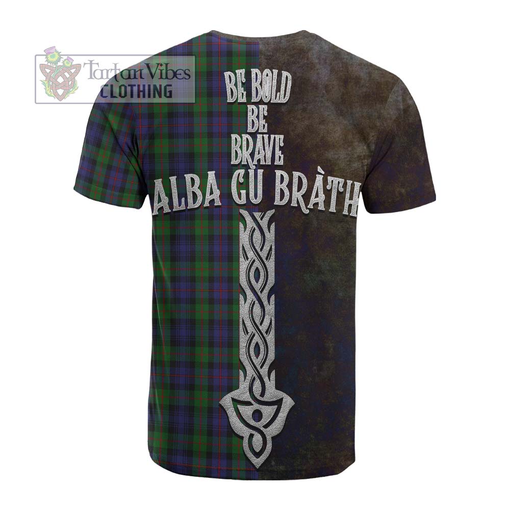 Murray Tartan Family Crest Cotton T-shirt Alba Gu Brath Be Brave Lion Ancient Style - Tartan Vibes Clothing
