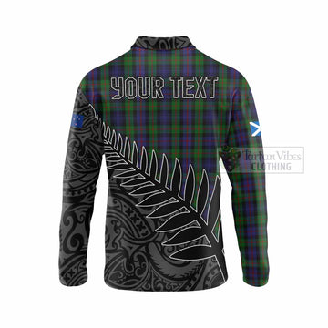 Murray Crest Tartan Long Sleeve Polo Shirt with New Zealand Silver Fern Half Style