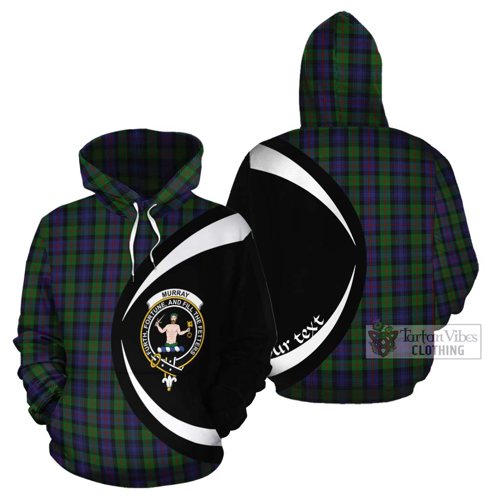 Tartan Vibes Clothing Murray Tartan Cotton Hoodie with Family Crest Circle Style