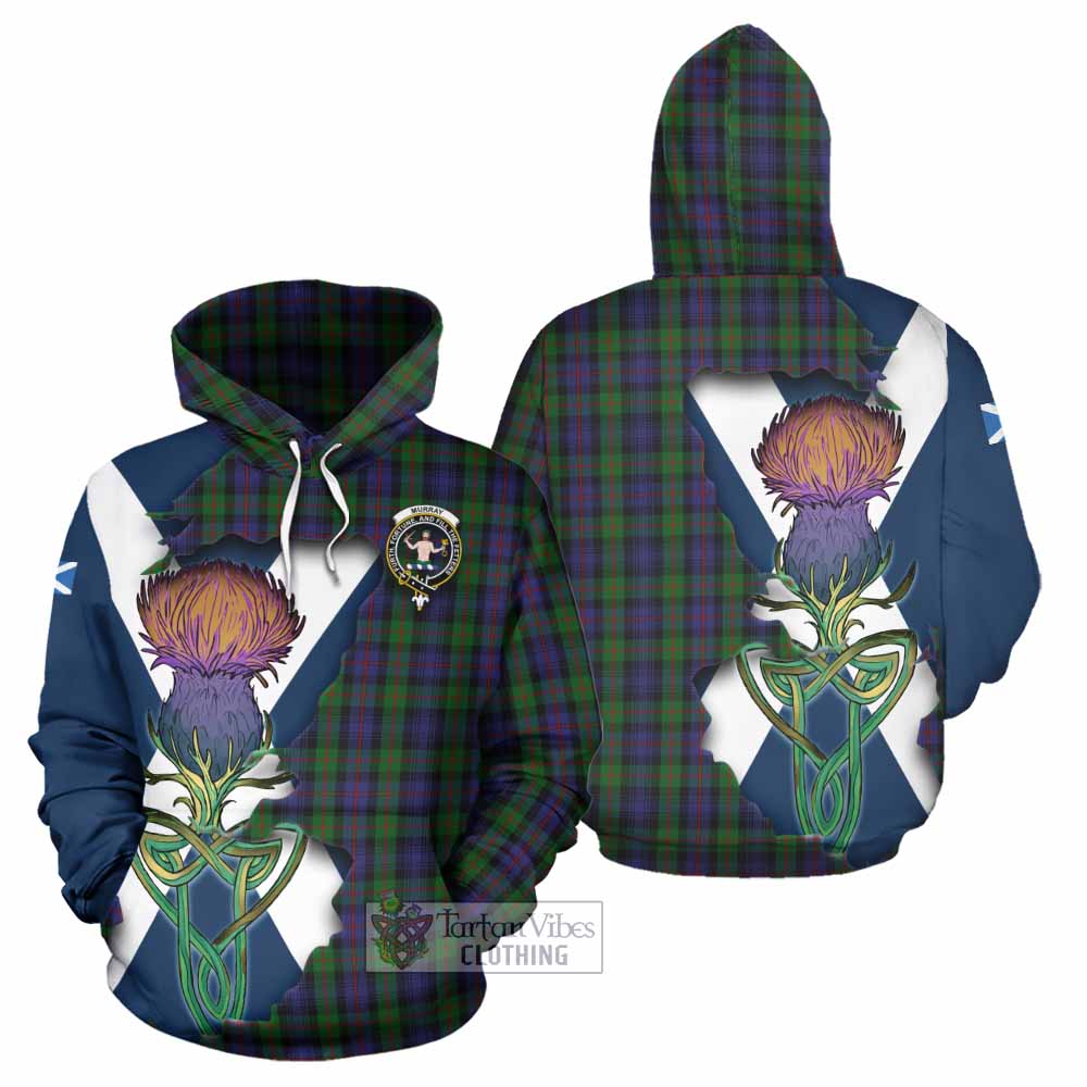 Murray Tartan Family Crest Hoodie Scottish Thistle Celtic Inspired - Tartan Vibes Clothing