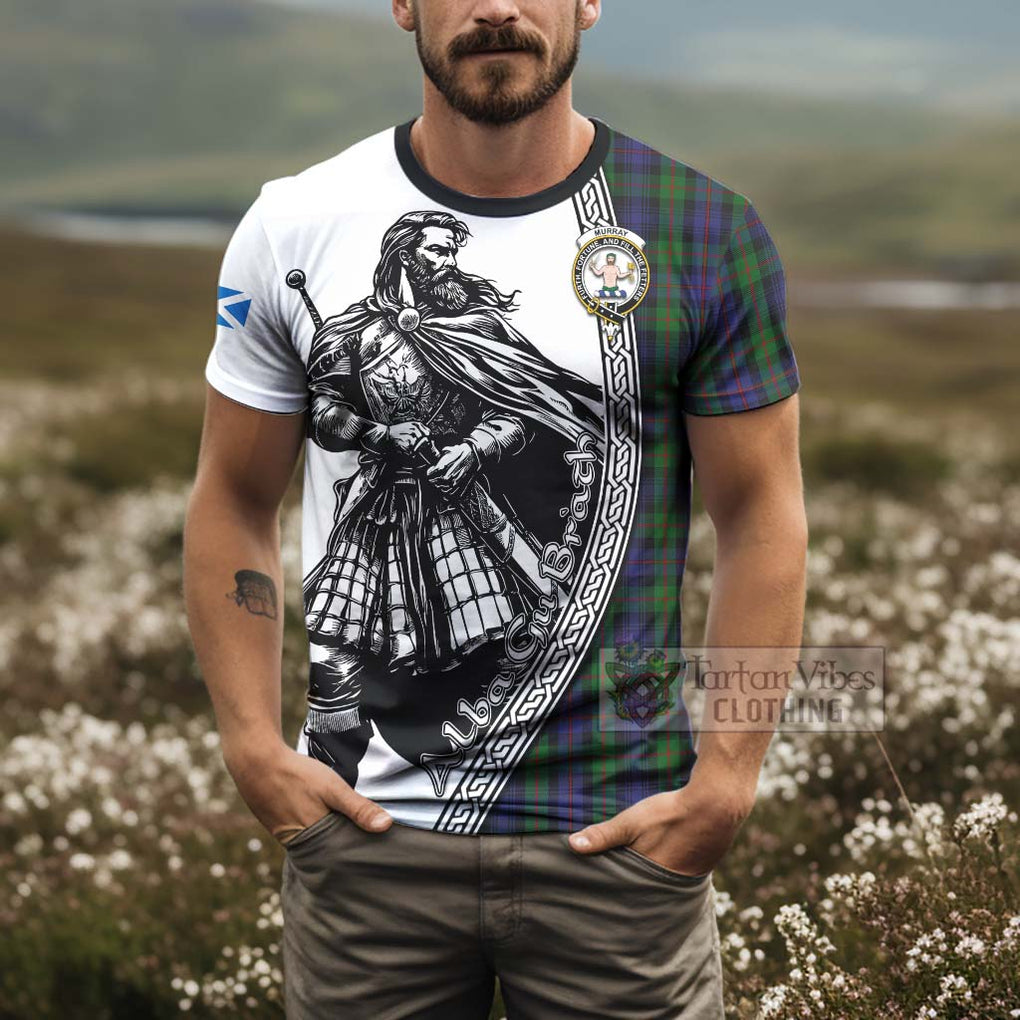 Tartan Vibes Clothing Murray Tartan Clan Crest T-Shirt with Highlander Warrior Celtic Style